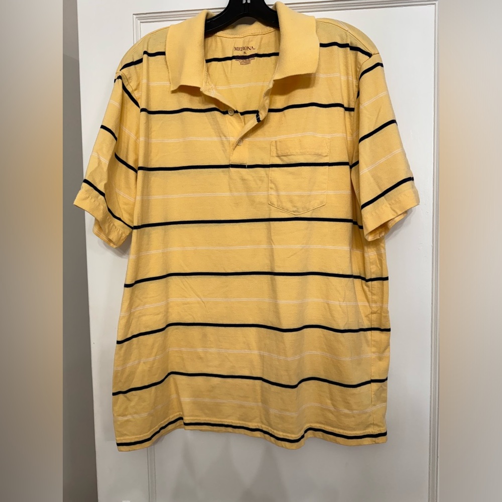 Merona yellow and blue striped polo extra large